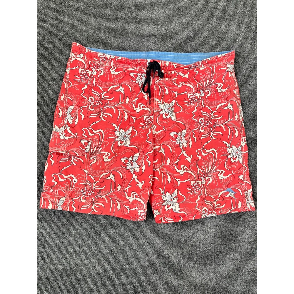 Tommy Bahama‎ Relax Swim/Summer Shorts Red White Flower Cotton/Nylon Size XL